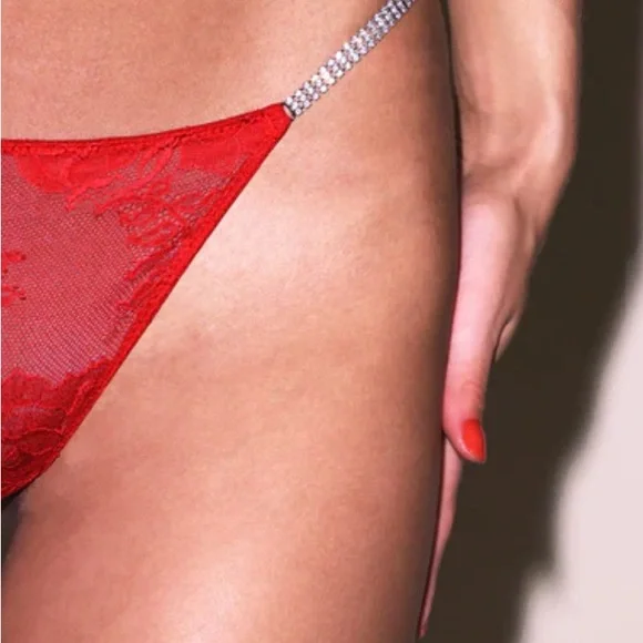 Fleur du Mal Red Lace Bra and Panty Set - Picture 3 of 8